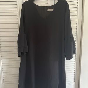 Black flowy dress with peplum sleeves